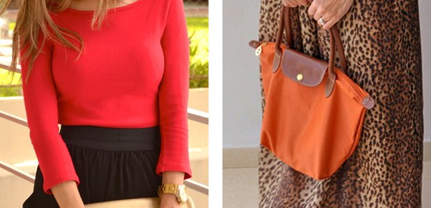 Детали в оранжевом цвете - джемпер и сумочка