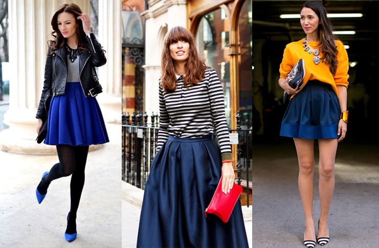 Синяя юбка: с чем и как ее носить