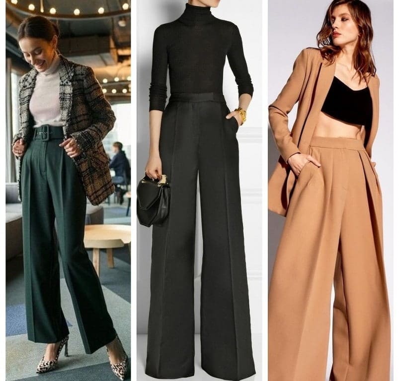 Широкие женские брюки: какие с чем носить