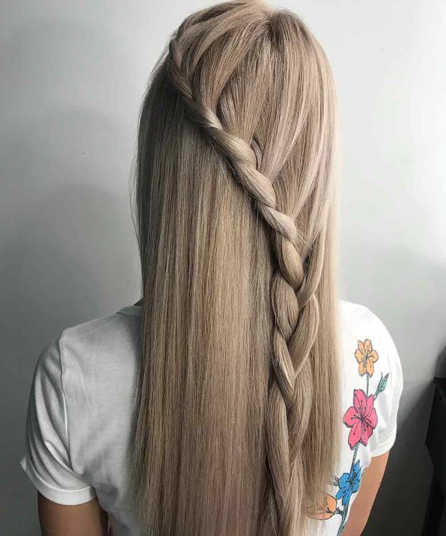 Каскадная коса для длинных волос