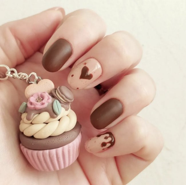 шоколадные ногти дизайн