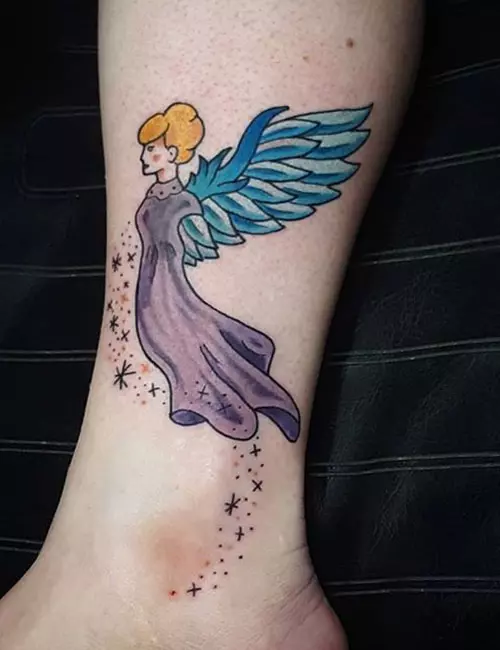 Акварельный дизайн татуировки ангела для женщин