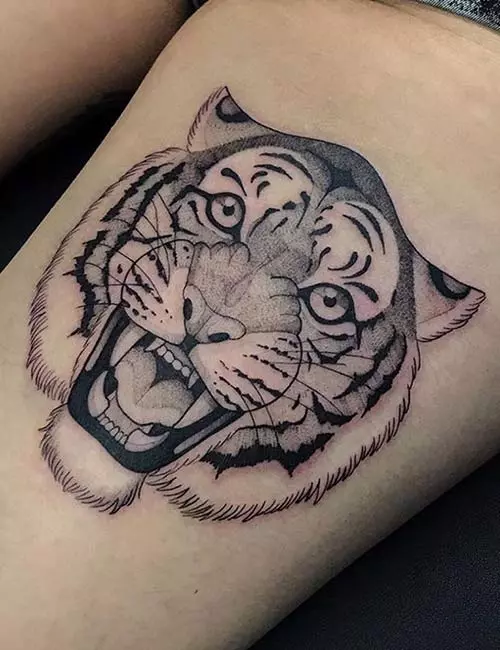 Эскиз татуировки тигра для женщин