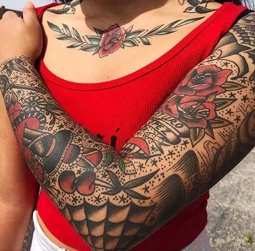 Полный рукав татуировки