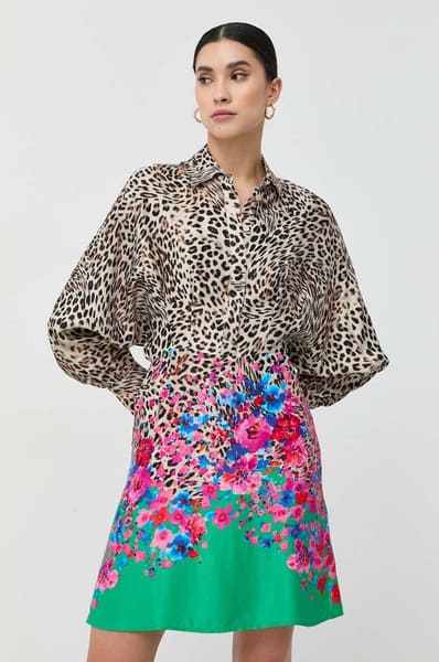 Леопардово-цветочное платье 