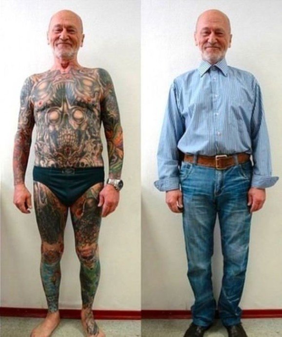 Как выглядят татуировки в старости